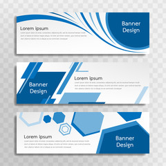 A set of blue banner templates designed for the web and various headlines are available in three different designs.