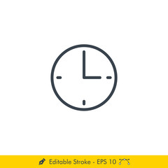 Clock Icon / Vector - In Line / Stroke Design