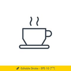 Coffee Cup Icon / Vector - In Line / Stroke Design