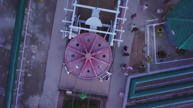 Aerial view of cable car ride skychair lift for tourists at hill station resort