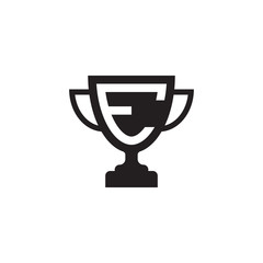 initial letter E logo trophy vector