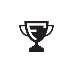 initial letter F logo trophy vector