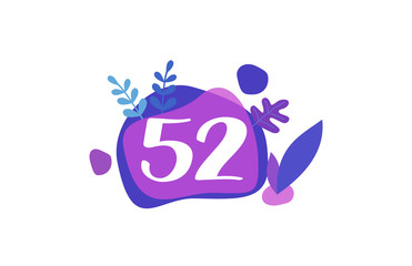 52 Years Anniversary Modern Purple Blue Flat Design