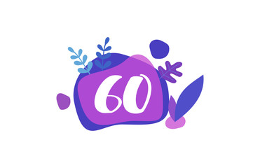 60 Years Anniversary Modern Purple Blue Flat Design