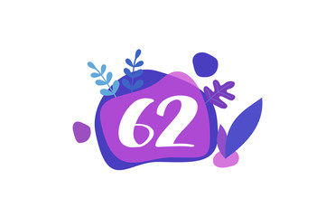 Obraz premium 62 Years Anniversary Modern Purple Blue Flat Design
