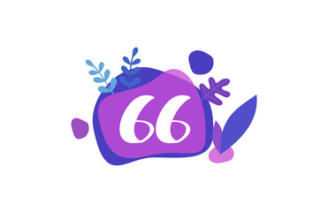 66 Years Anniversary Modern Purple Blue Flat Design