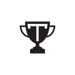 initial letter T logo trophy vector