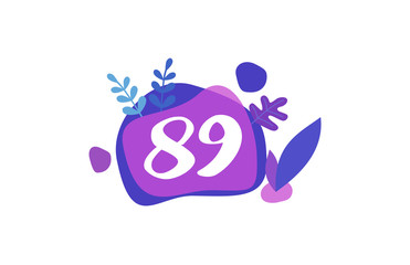 89 Years Anniversary Modern Purple Blue Flat Design