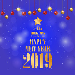 Obraz na płótnie Canvas Merry chrismas and happy new year 2019, greeting card template