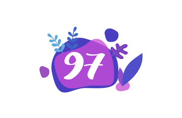 97 Years Anniversary Modern Purple Blue Flat Design
