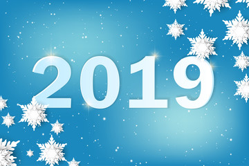 Christmas greeting card template  blue background with snow