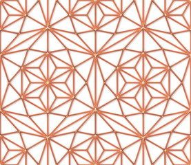 Simple copper seamless ornament on white with shadows