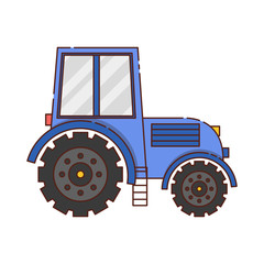 Vector flat cartoon tractor on white background