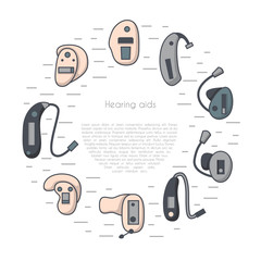 Vector set with flat line hearing aids background