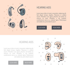 Vector set with flat line hearing aids background
