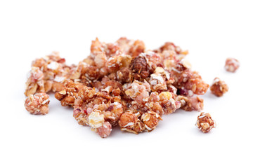 Granola healthy breakfast isolated on white background