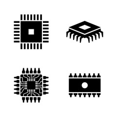 Computer Chips, Electronic Circuit. Simple Related Vector Icons Set for Video, Mobile Apps, Web Sites, Print Projects and Your Design. Computer Chips icon Black Flat Illustration on White Background.