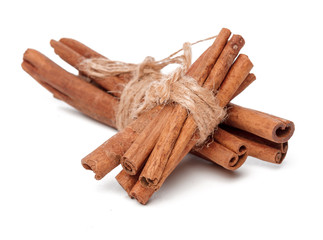 Cinnamon sticks isolated on white background