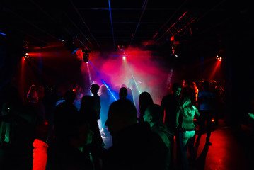 Fototapeta na wymiar people dancing in a nightclub on the dance floor at a party