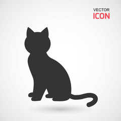 Obraz premium Cat icon. Silhouette of cat vector icon. Pet illustration.