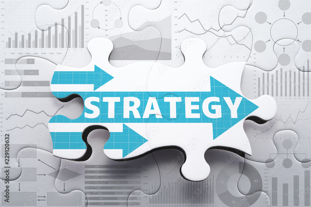 Fototapete Planning strategy and analyzing marketing data for finding business solution.Assembling charts and graphs jigsaw puzzle.
