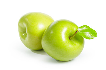 Fresh granny smith apples on white background