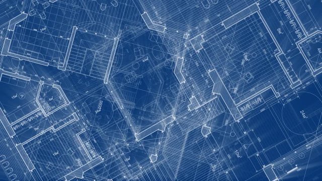 Architecture design: blueprint plan - illustration of a plan modern residential building / technology, industry, business concept illustration: real estate, building, construction, architecture