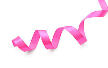 Pink ribbon on white background