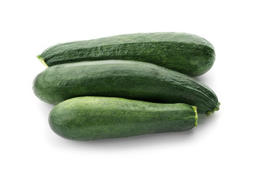 Fresh zucchinis on white background