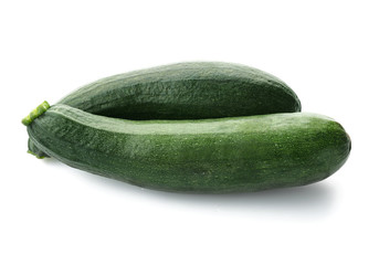 Fresh zucchinis on white background