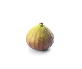 Whole green fig on white background