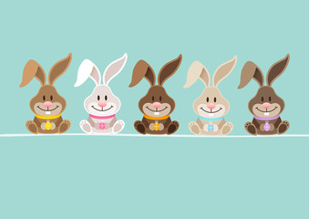 5 Cute Rabbits Retro DIN