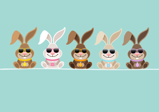 5 Cute Rabbits Sunglasses Retro DIN
