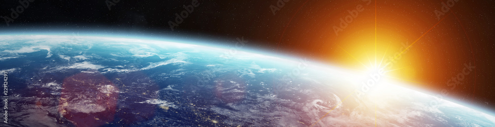 Fototapete panorama of distant planet system in space 3d rendering elements of this image furnished by nasa