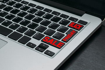 Black friday sale text on keyboard