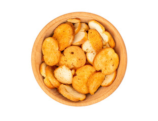Bruschetta crackers in a bowl