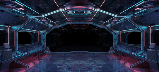 Grunge Spaceship interior background 3D rendering © sdecoret