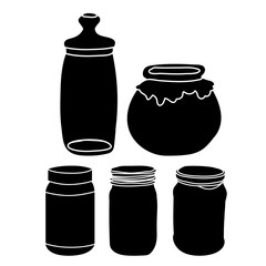 vector, on white background, glass jar, silhouette