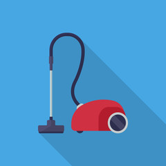Vacuum cleaner flat icon isolated on blue background. Simple Vacuum cleaner sign symbol in flat style. Cleaning equipment Vector illustration for web and mobile design.