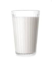 Glass of milk on white background