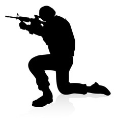 Military army soldier armed forces man detailed silhouette