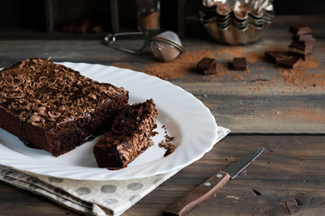 Chocolate pound cake with chocolate icing and chocolate chips