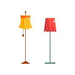 Floor lamps, old unnecessary thing, garage sale vector Illustration on a white background