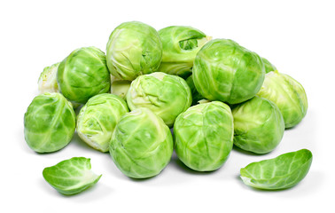Delicious brussel sprouts, isolated on white background.
