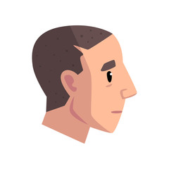 Head of young man with short haircut, profile of guy with fashion hairstyle vector Illustration on a white background