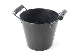 black metal flower pot isolated on white background