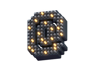 Pixel shape LED light font.