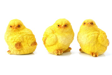 Yellow Chick statue isolated on white background