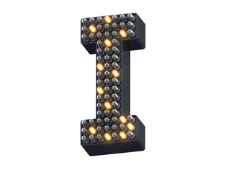 Pixel shape LED light font.