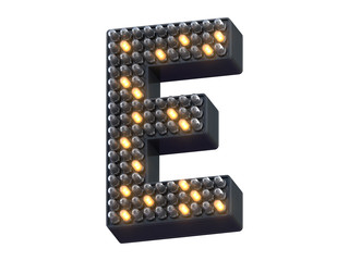 Pixel shape LED light font.